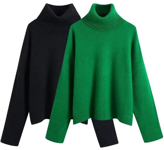 Pull ample en tricot à col haut pour femme