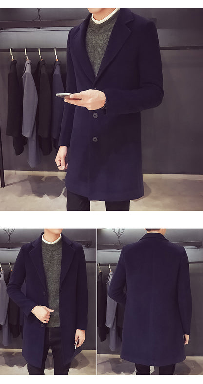 Manteau long en coton et laine pour homme