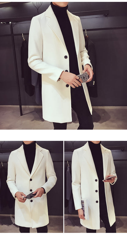 Manteau long en coton et laine pour homme