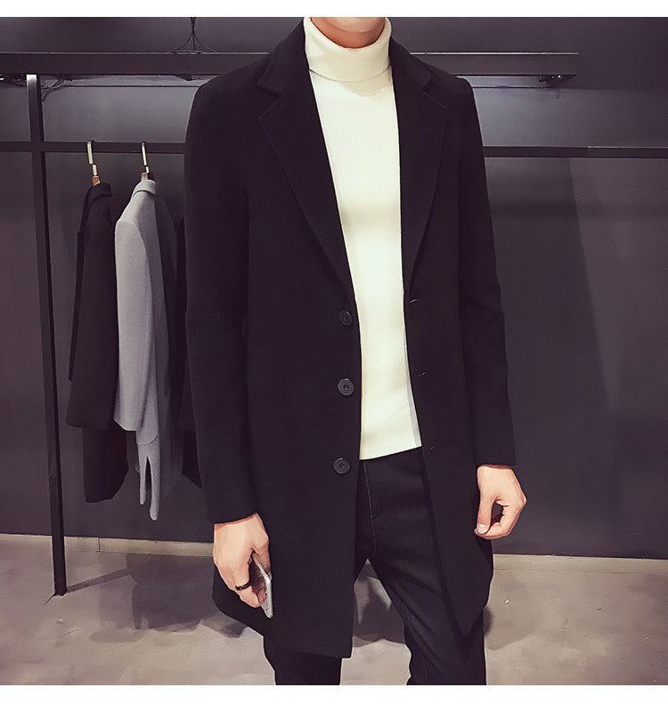 Manteau long en coton et laine pour homme