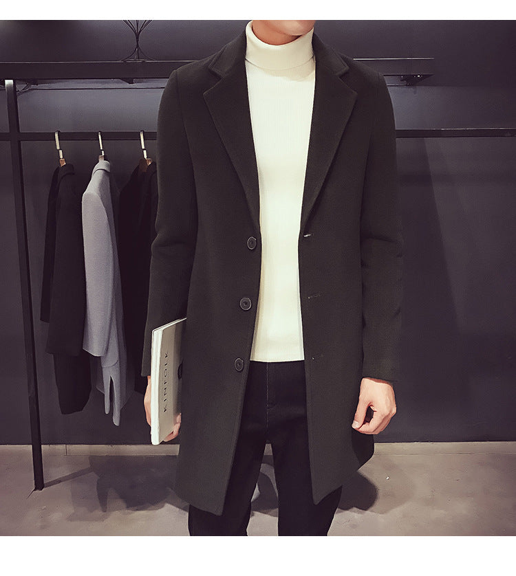 Manteau long en coton et laine pour homme