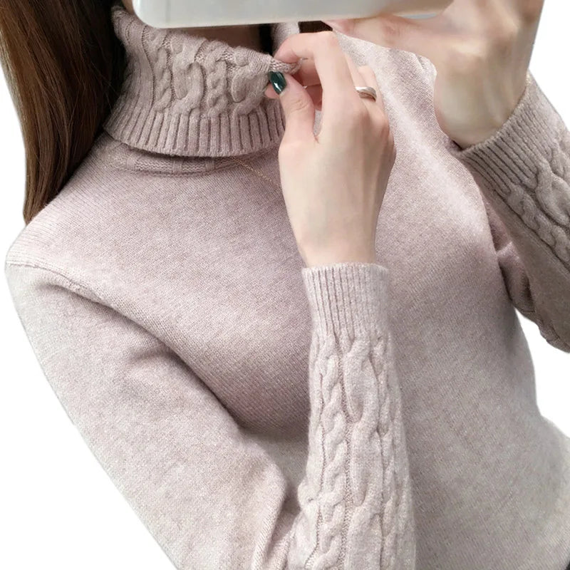 Pull à col roulé épais et chaud pour femme