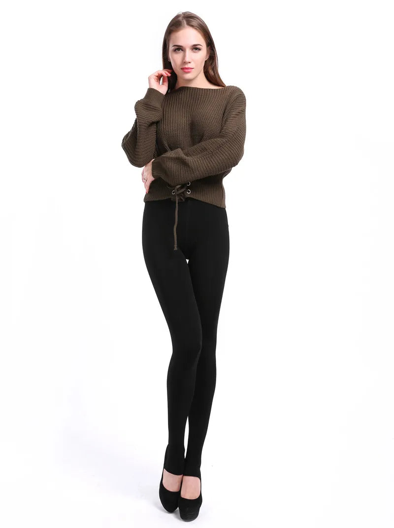 Women's Winter Warm Elastic Plain Leggings  