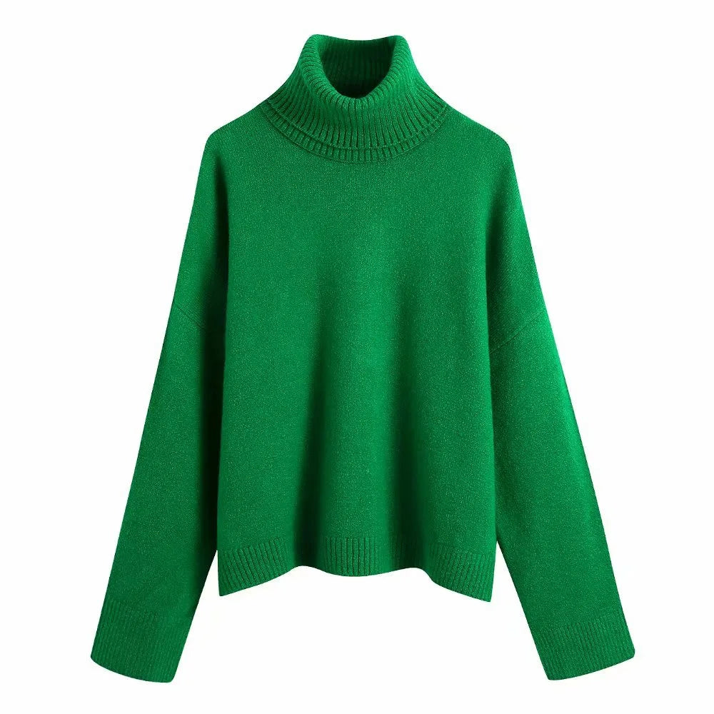 Pull ample en tricot à col haut pour femme