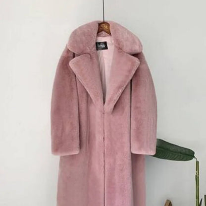 Manteau épais en fausse fourrure de lapin pour femme