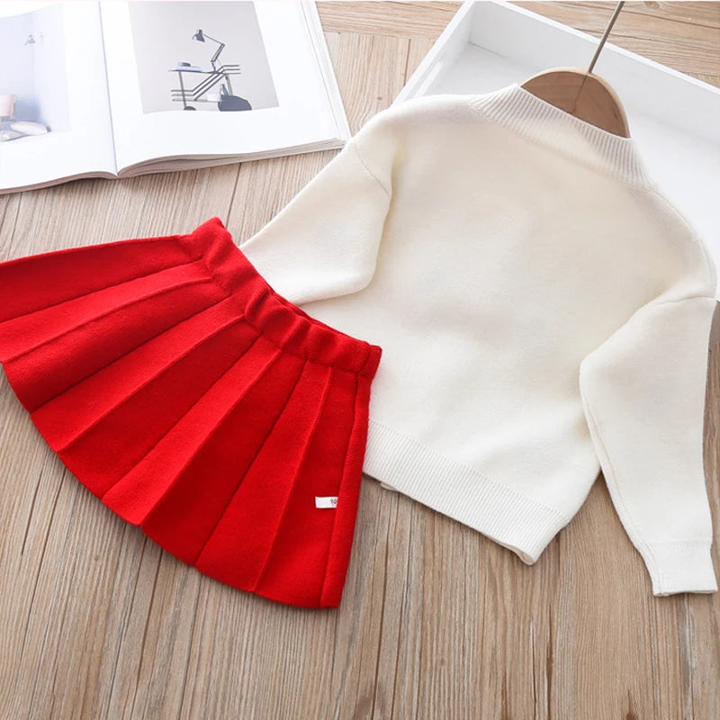 Ensemble deux pièces pull + jupe pour enfant fille