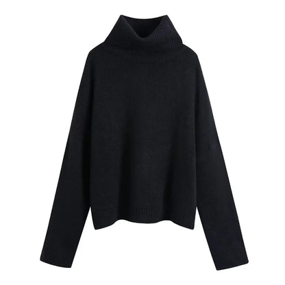 Pull ample en tricot à col haut pour femme