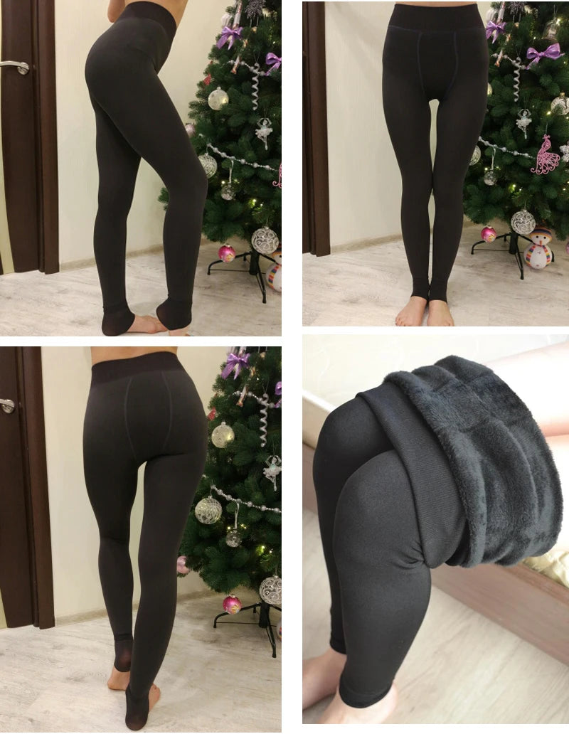 Women's Winter Warm Elastic Plain Leggings  