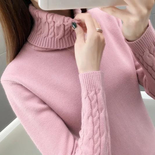 Pull à col roulé épais et chaud pour femme