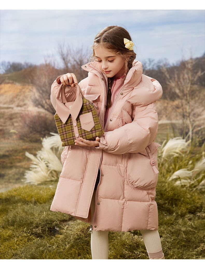 Waterproof winter down jacket for girls aged 5 to 12