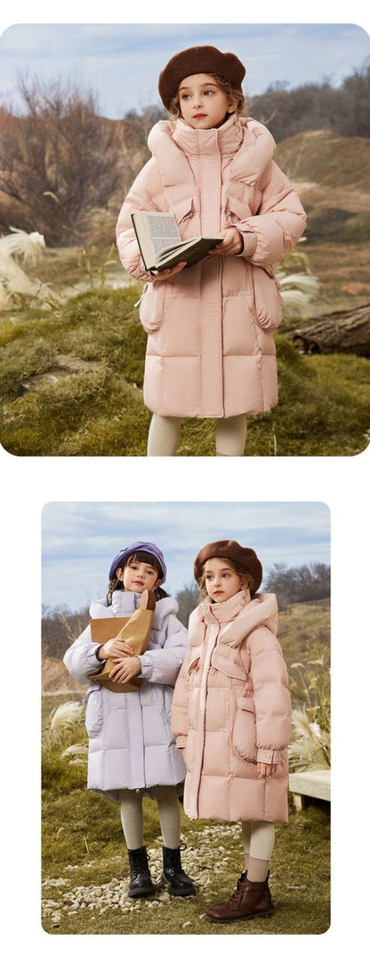 Waterproof winter down jacket for girls aged 5 to 12