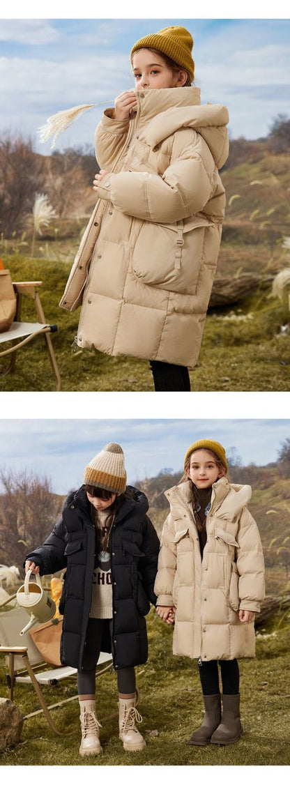 Waterproof winter down jacket for girls aged 5 to 12