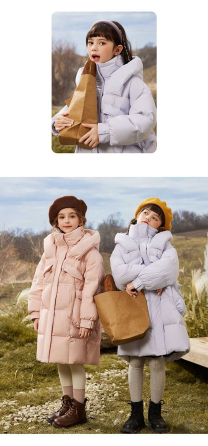 Waterproof winter down jacket for girls aged 5 to 12