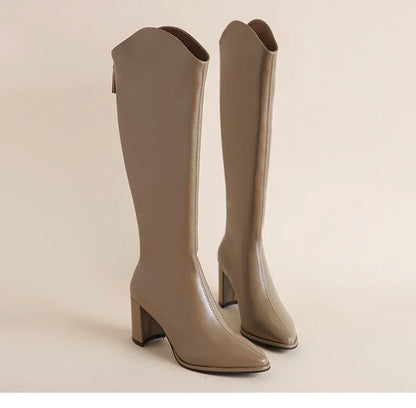 Bottes en cuir à talons hauts pour femmes