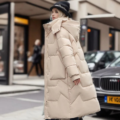 Doudoune longue et épaisse pour femme en hiver