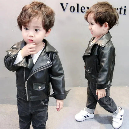 Children's leather jackets for 2-7 years old spring and autumn