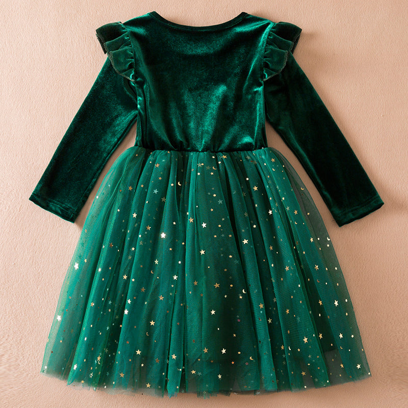 Robe de princesse de Noël en maille à paillettes pour fille de 3 à 8 ans