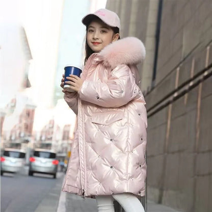 Vêtements d'extérieur épais pour fille de 5 à 12 ans - Mode hiver -30°