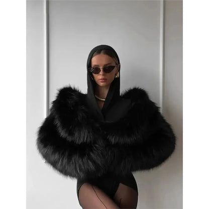 Women's luxurious faux fur coat