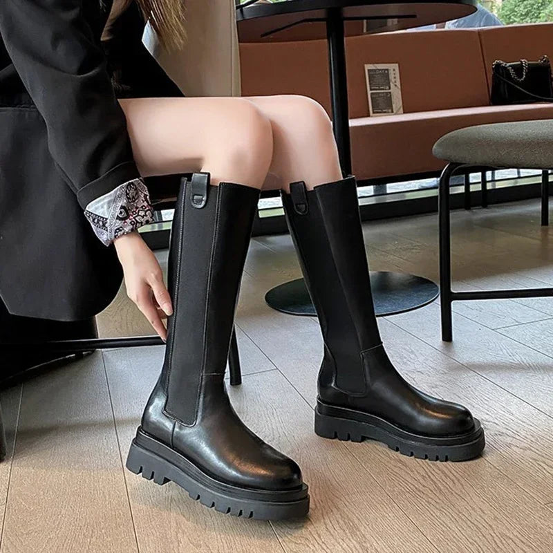 Bottes longues à semelles épaisses pour femmes