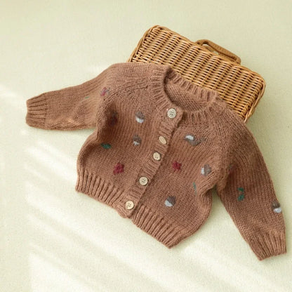 Pull cardigan en laine pour filles de 1 à 8 ans