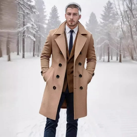 Manteau long et épais en laine pour homme