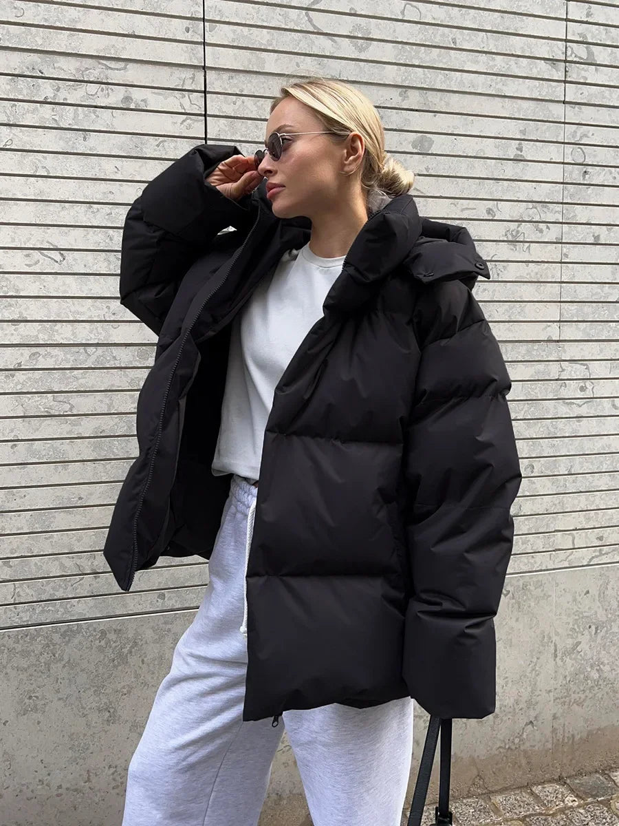 Women's Down Jacket Warmth Fashionable Loose Comfortable Solid Cotton Jacket 2024 New Autumn Winter Casual Simple Daily Overwear