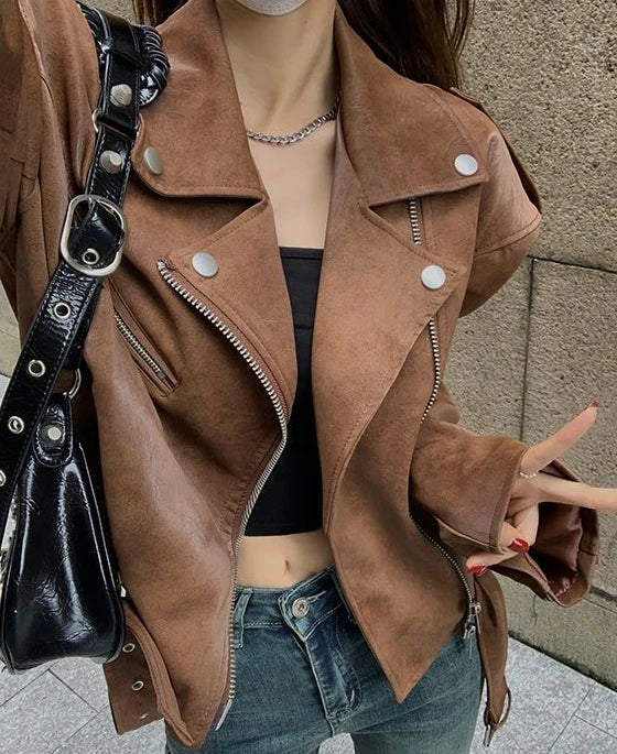 Veste en cuir pour femme