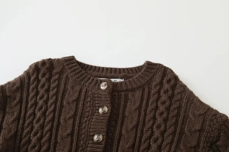 Pull cardigan en laine pour filles de 1 à 8 ans