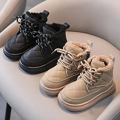 Bottes d'hiver en cuir PU pour enfants