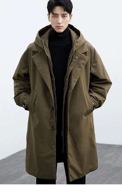 Men's Loose Windbreaker Long Coat