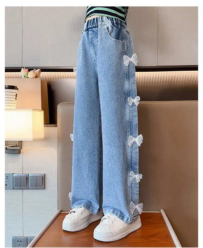 Jeans à jambe large pour fille de 5 à 14 ans