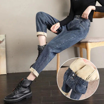 Thick and warm winter jeans for women