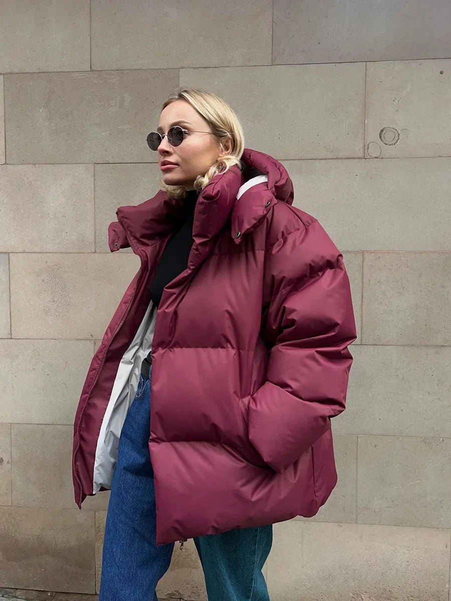 Women's Down Jacket Warmth Fashionable Loose Comfortable Solid Cotton Jacket 2024 New Autumn Winter Casual Simple Daily Overwear