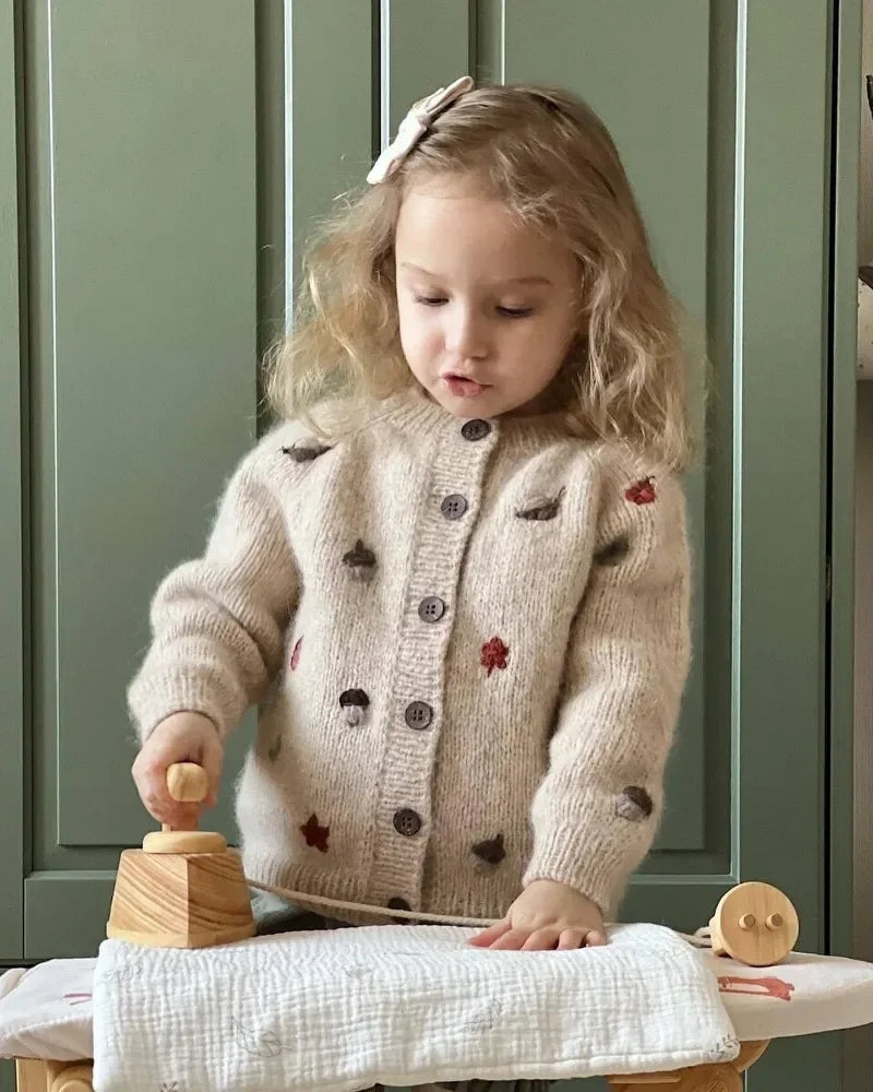 Pull cardigan en laine pour filles de 1 à 8 ans