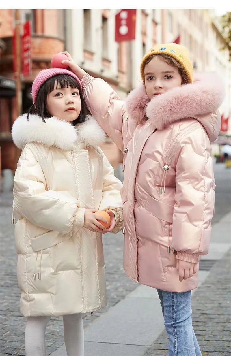 Warm and thick down jacket for girls from 4 to 12 years old