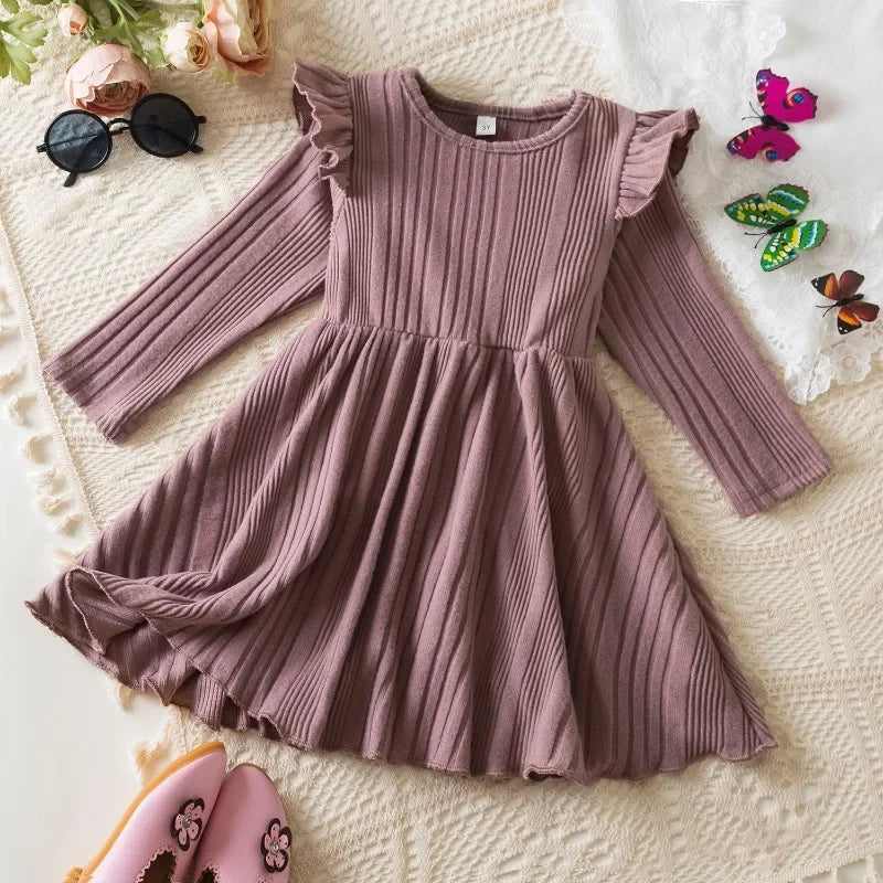 Robe tricotée de fête d'anniversaire pour enfants fille 3-7 ans