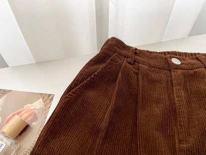 Women's Classic High Waist Corduroy Pants Spring and Autumn 