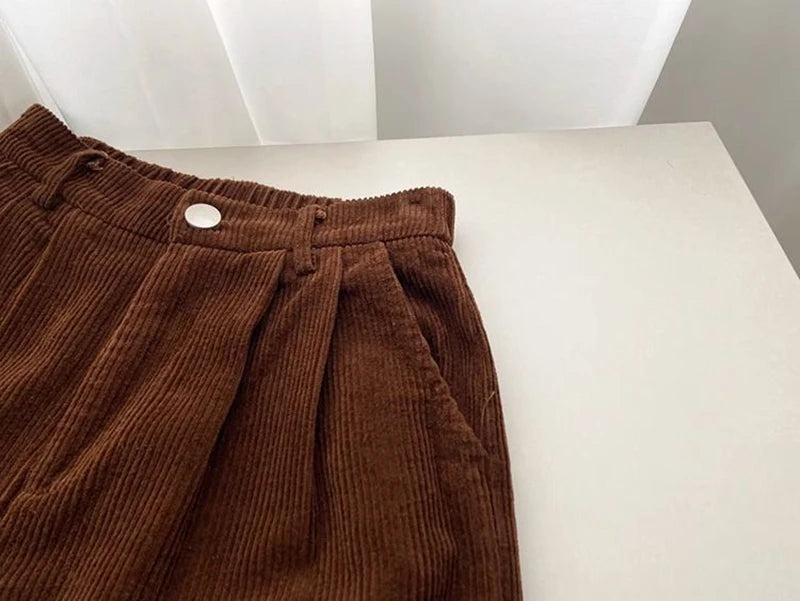 Women's Classic High Waist Corduroy Pants Spring and Autumn 