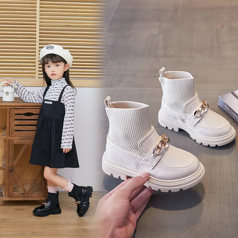 Bottes en cuir pour enfants et filles à semelles souples