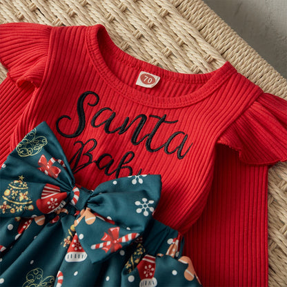 Robe de Noël avec bandeau à nœud pour bébés fille de 0 à 18 mois