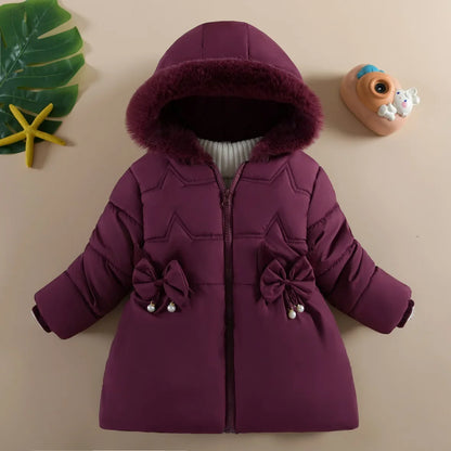 Manteau d'hiver épais doublé de fourrure pour fille de 1 à 4 ans