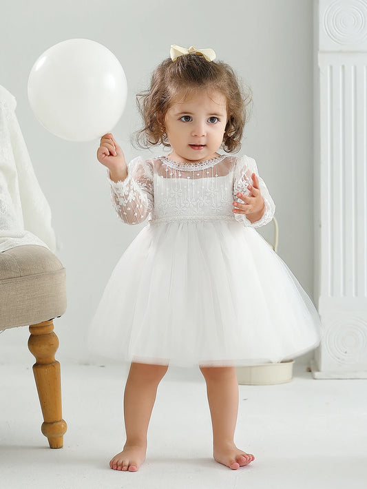 Robe de princesse blanche pour fêtes pour bébé filles de 3 à 24 mois