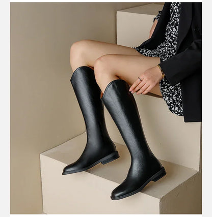 Bottes longues en cuir pour femme