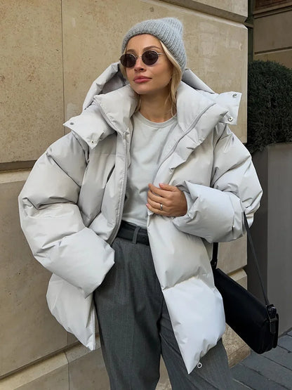 Women's Down Jacket Warmth Fashionable Loose Comfortable Solid Cotton Jacket 2024 New Autumn Winter Casual Simple Daily Overwear