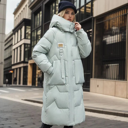 Doudoune longue et épaisse pour femme en hiver