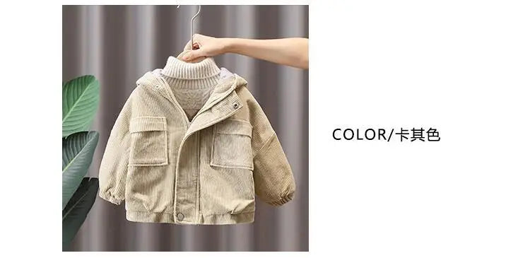 Kids Corduroy Hooded Jacket for 2-9 Years