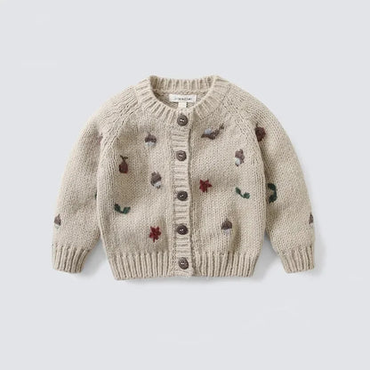 Pull cardigan en laine pour filles de 1 à 8 ans