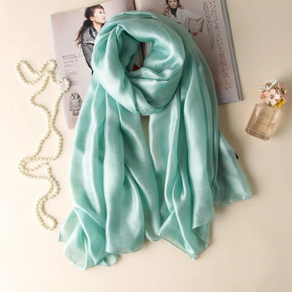 Foulard uni en soie et lin pour femme