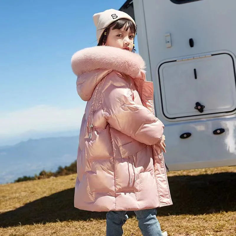 Warm and thick down jacket for girls from 4 to 12 years old